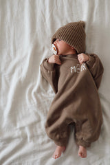 French Terry Romper | Milk (embroidered)