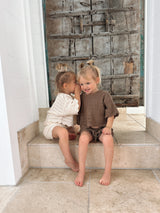 Crochet Shorts | Buttermilk + Coconut stripe