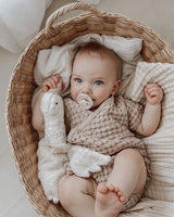Chunky Waffle Kimono Romper | Oatmeal