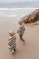 PRE ORDER French Terry Romper | Walnut Stripe