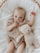 Chunky Waffle Kimono Romper | Oatmeal