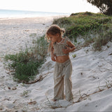 Gingham Ruffle Crop - Olive