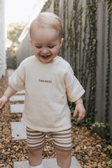 Ribbed Bike Shorts | Almond + Buttercream