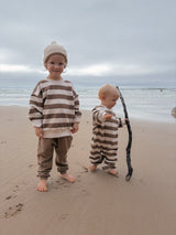 PRE ORDER French Terry Romper | Walnut Stripe