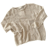 Womens Crochet LOVE Pullover - Natural