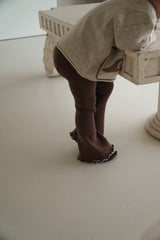 Flared Leggings - Carob with natural lettuce trim