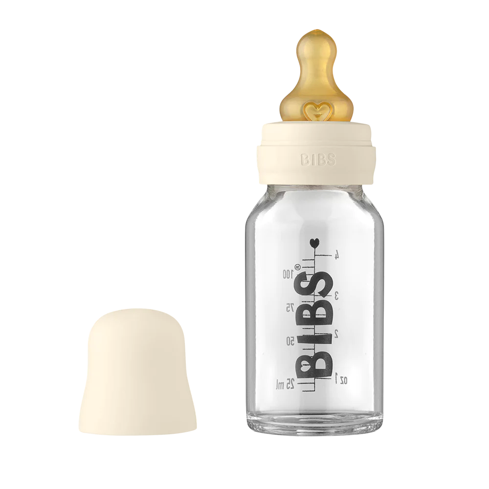 Bibs Baby Glass Bottle Complete Set 110ml Ivory Lupa and Sol