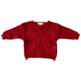 Crochet BOW Pullover - Crimson