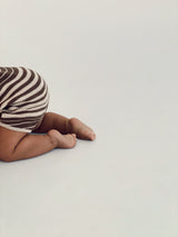 Stripe Romper | Dark Brown + Oat
