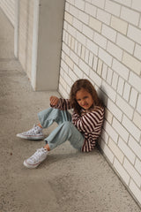 Long Sleeve Stripe Tee- Peony + Berry