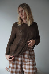Womens Crochet LOVE Pullover - Bark