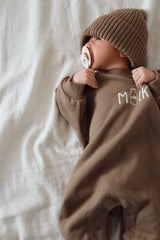 French Terry Romper | Milk (embroidered)