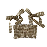 Gingham Ruffle Crop - Olive