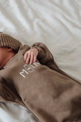 French Terry Romper | Milk (embroidered)