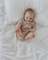 Chunky Waffle Kimono Romper | Oatmeal