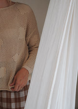 Womens Crochet LOVE Pullover - Natural