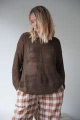Womens Crochet LOVE Pullover - Bark