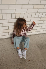 Long Sleeve Stripe Tee- Peony + Berry