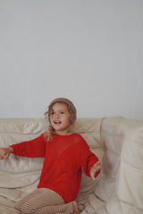 Crochet BOW Pullover - Crimson