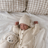 Chunky Ribbed Pixie Beanie | Textured Vanilla