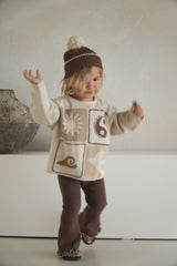 Flared Leggings - Carob with natural lettuce trim