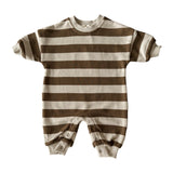 PRE ORDER French Terry Romper | Walnut Stripe
