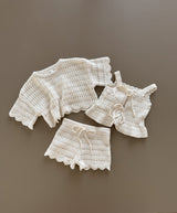 Crochet Shorts | Buttermilk + Coconut stripe