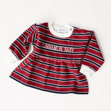 Campus Dress- Burgundy Stripe