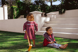 Campus Dress- Burgundy Stripe
