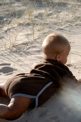 Terry Logo Tee Romper- Chocolate + Sky