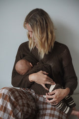 Womens Crochet LOVE Pullover - Bark