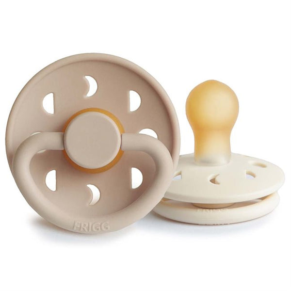 FRIGG Moon Phase - Round Latex 2-Pack Pacifiers - Cream/Croissant - Size 1