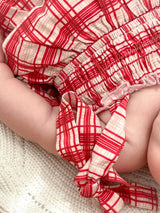 Ruffle Frill Romper- Red Plaid