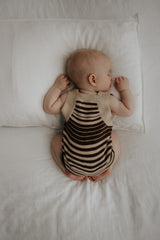 Stripe Romper | Dark Brown + Oat