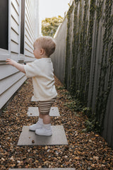 Ribbed Bike Shorts | Almond + Buttercream