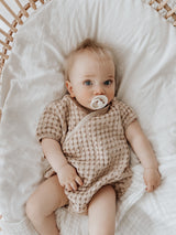 Chunky Waffle Kimono Romper | Oatmeal