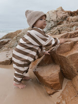 PRE ORDER French Terry Romper | Walnut Stripe