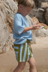 Organic Vertical Stripe Knit Shorts - Ocean & Leaf