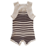 Stripe Romper | Dark Brown + Oat