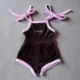 Terry Scrunch Romper- Chocolate + Blossom