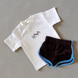 Terry Shorts- Chocolate + Sky