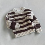 Chunky Knit Pullover - Cocoa + Speckled Stripe