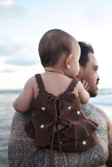Starlight Tie Up Embroidered Singlet- Butter Choc
