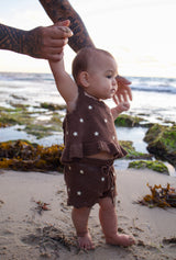 Starlight Tie Up Embroidered Singlet- Butter Choc