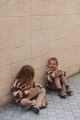 Chunky Knit Pullover - Cocoa + Speckled Stripe