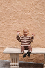 Chunky Knit Pullover - Cocoa + Speckled Stripe