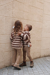 Flared Leggings - Latte with Embroidered Flowers