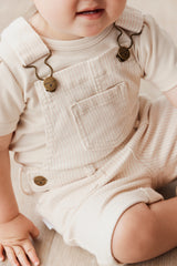 Jamie Kay Chase Cord Short Overalls | Powder Pink/Egret