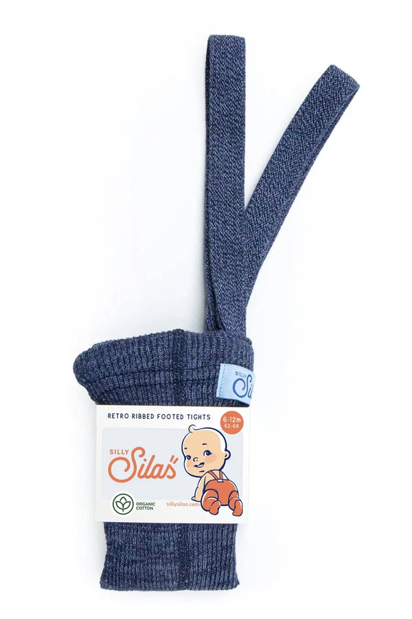 Silly Silas Footed Tights- Denim
