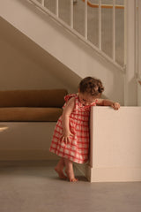 Plaid Ruffle Dress- Red